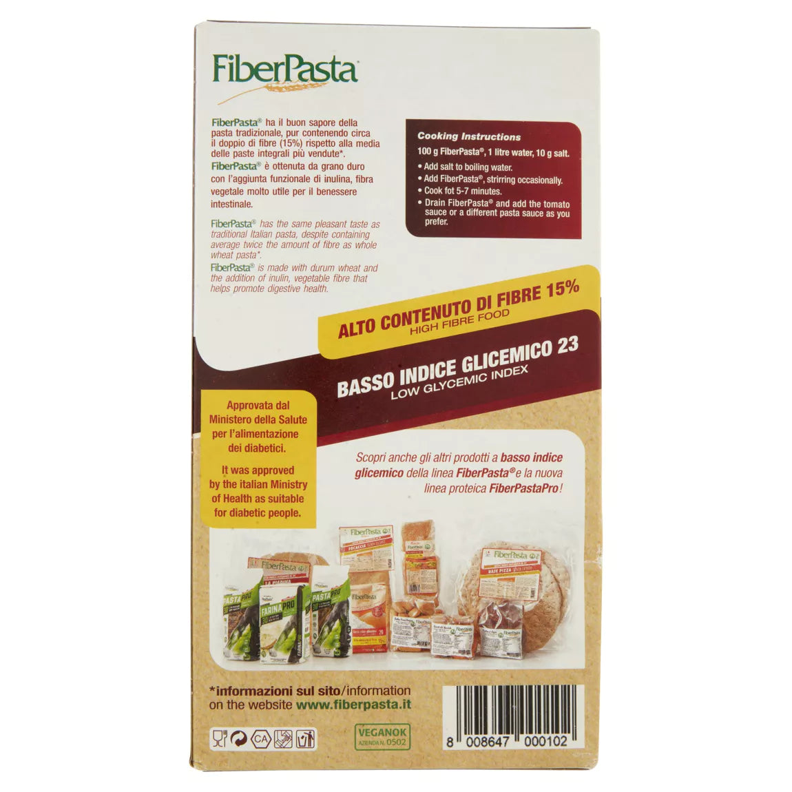 PASTE PENTRU DIABETICI - SEDANI - indice glicemic mic 23 - FIBER PASTA 250 gr - produs Italia