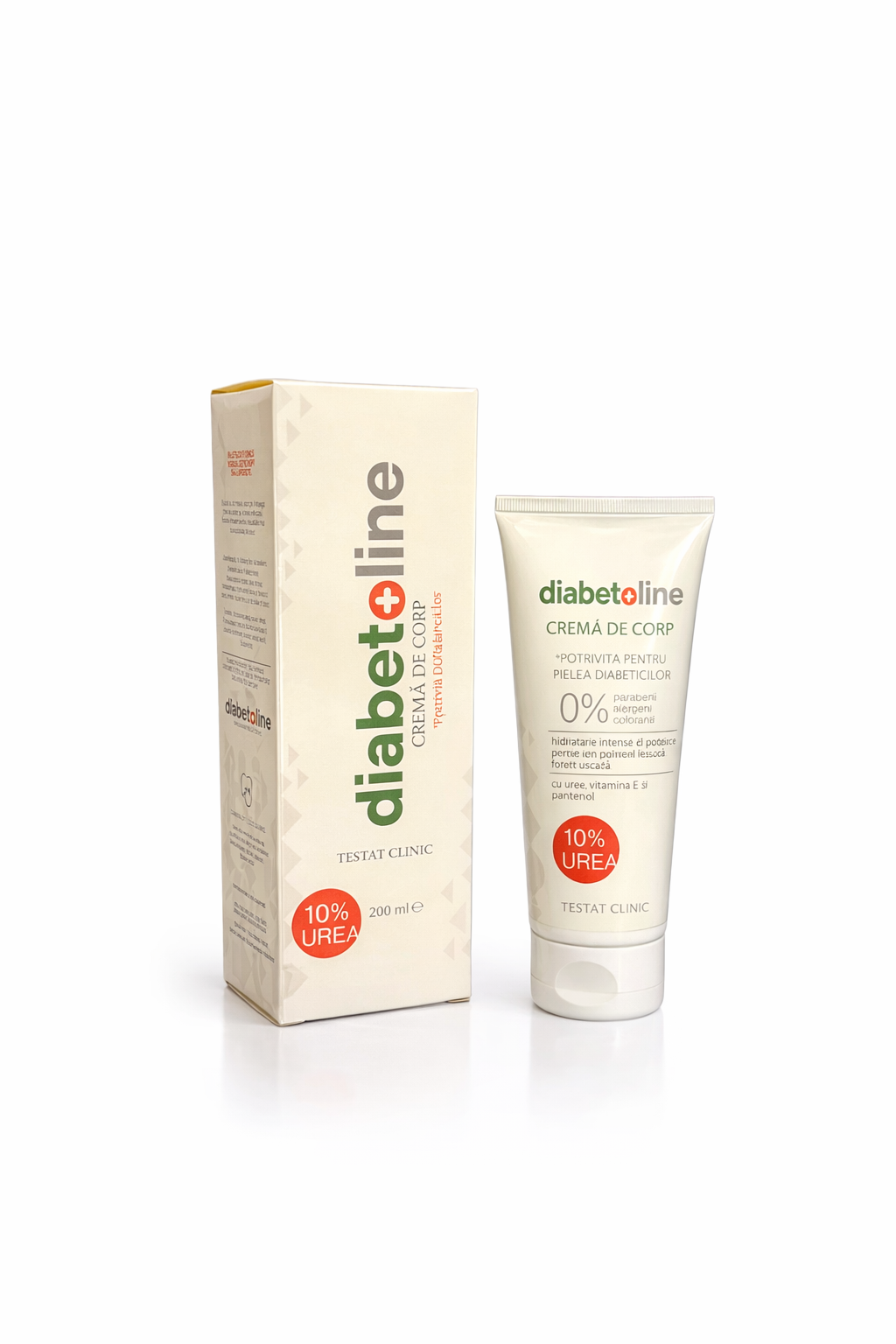 Diabetoline - CREMA POTRIVITA PENTRU PIELEA DIABETICILOR 10% UREE - TESTAT CLINIC -200 ML