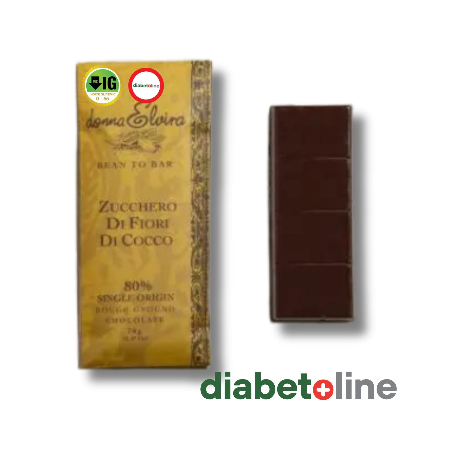 Ciocolata pentru DIABETICI cu îndulcitor din flori de nucă de cocos -70 gr