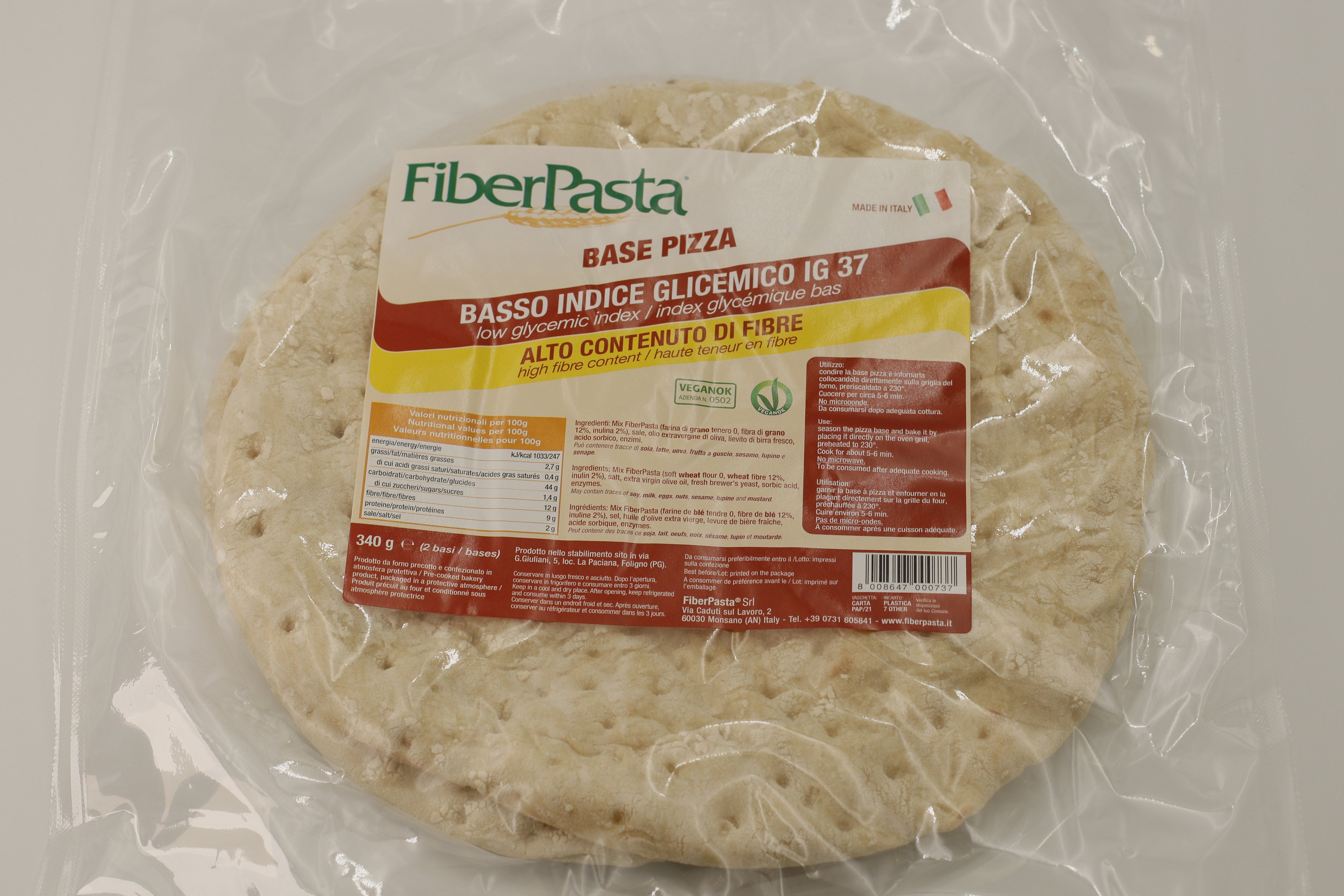 Bază pt. pizza cu indice glicemic mic - FIBER PASTA 340 gr (2 buc )