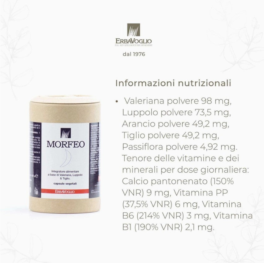 MORFEO – stări anxioase și nervozitate – 60 capsule – produs Italia