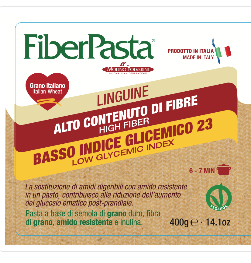 PASTE PENTRU DIABETICI - LINGUINE - indice glicemic mic 23 - FIBER PASTA 400 gr- produs Italia