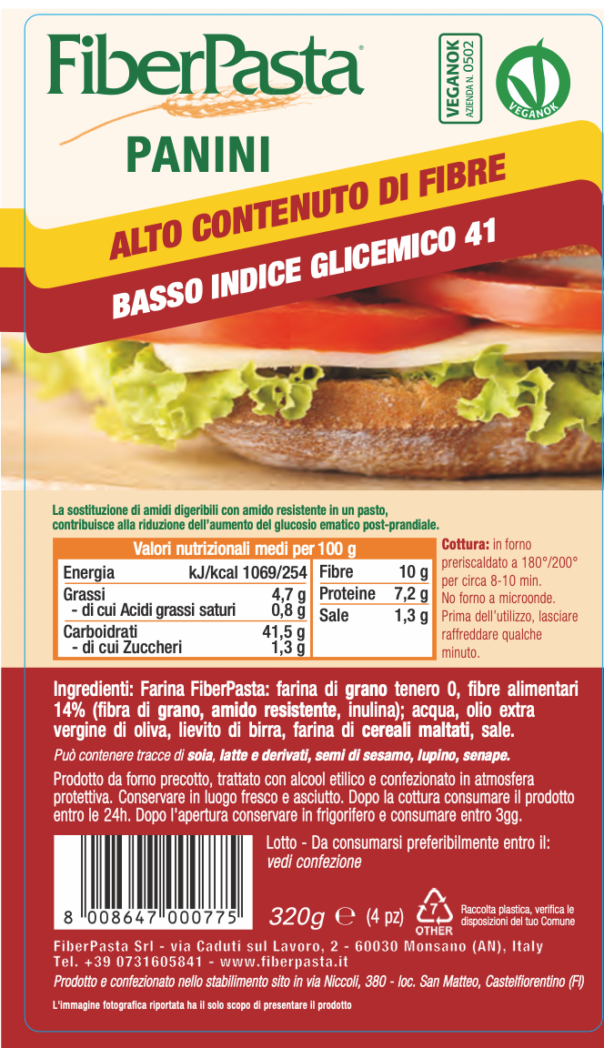 Pâine cu indice glicemic scăzut - FIBER PASTA 320 gr (4 chifle)