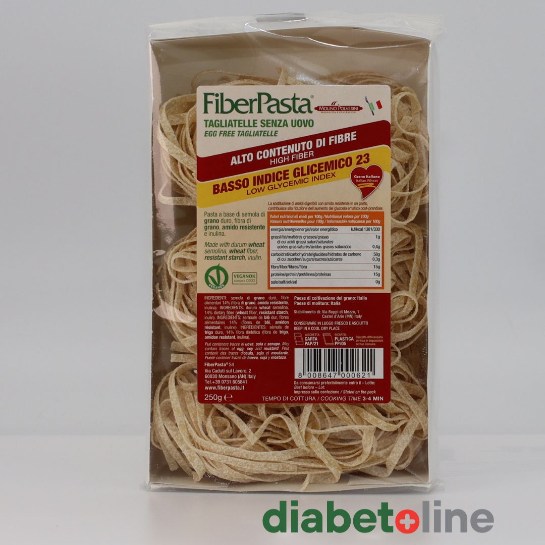 PASTE DIABETICI -  TAGLIATELLE - indice glicemic mic 23 - FIBER PASTA 250 gr- produs Italia