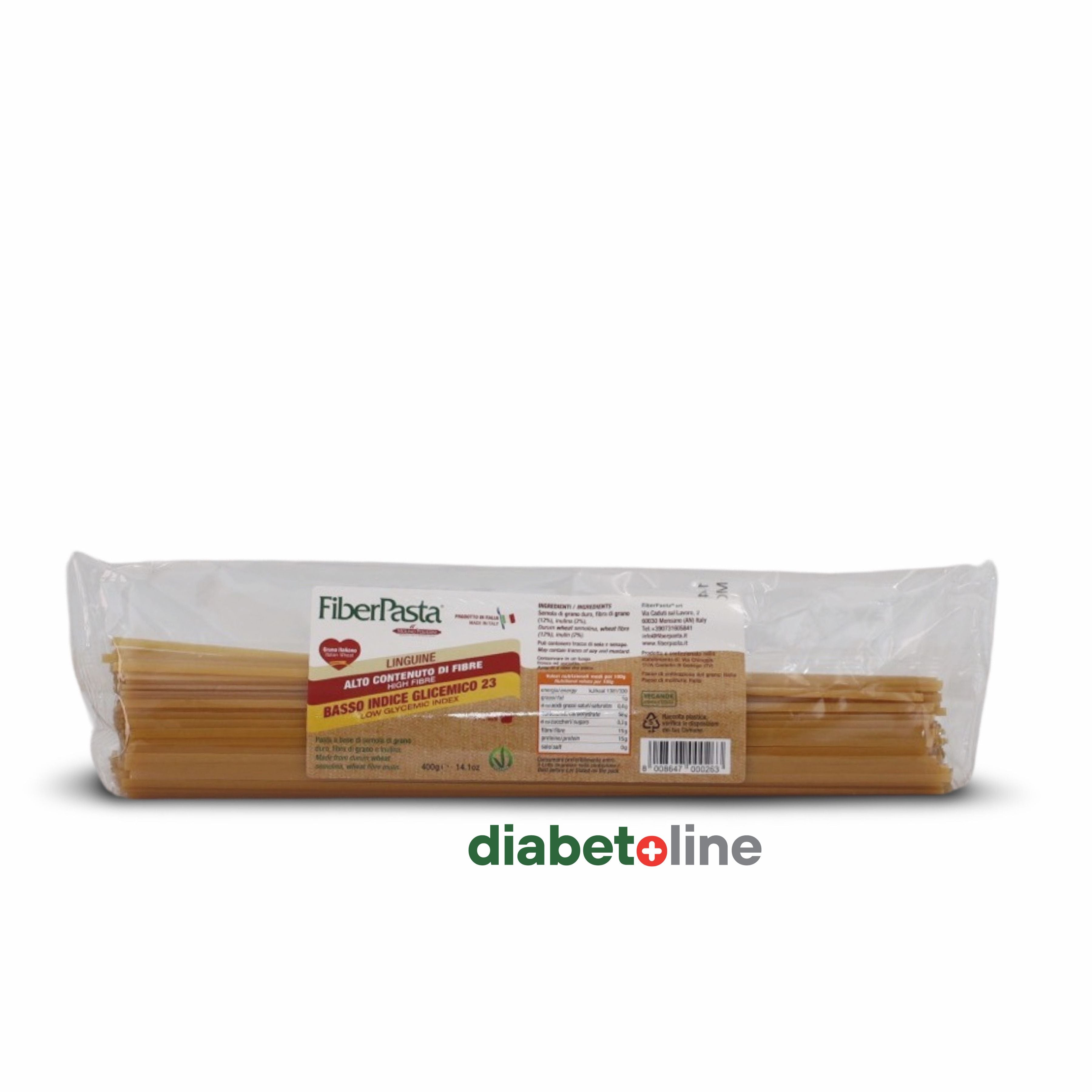 PASTE PENTRU DIABETICI - LINGUINE - indice glicemic mic 23 - FIBER PASTA 400 gr- produs Italia