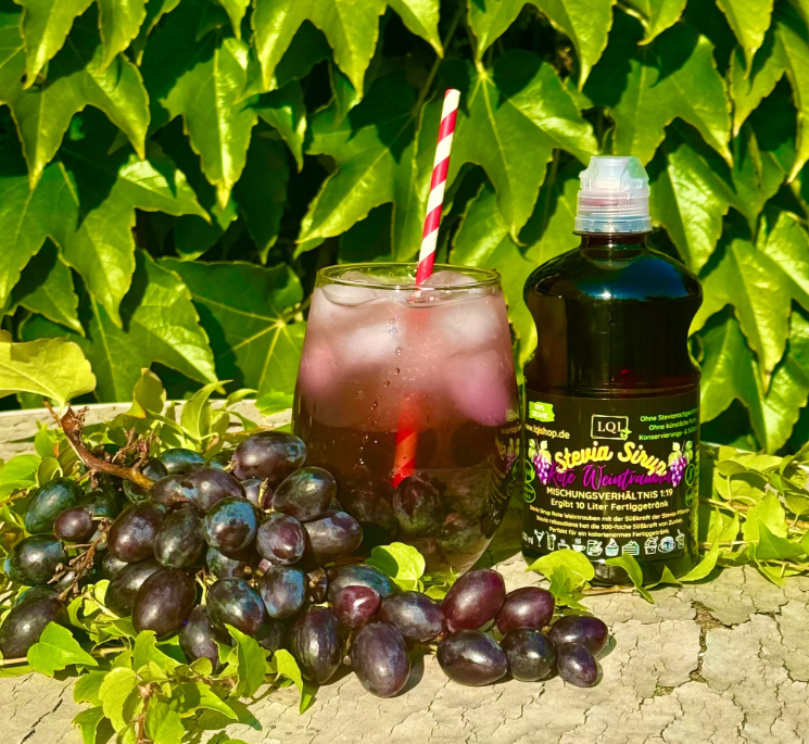 Sirop pentru diabetici cu aromă de STRUGURI ROȘII - indice glicemic scăzut 25 - 500ml- produs Germania