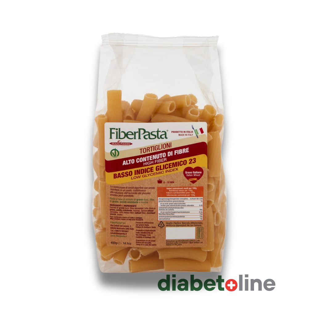 PASTE PENTRU DIABETICI - TORTIGLIONI - indice glicemic mic - FIBER PASTA 400 GR