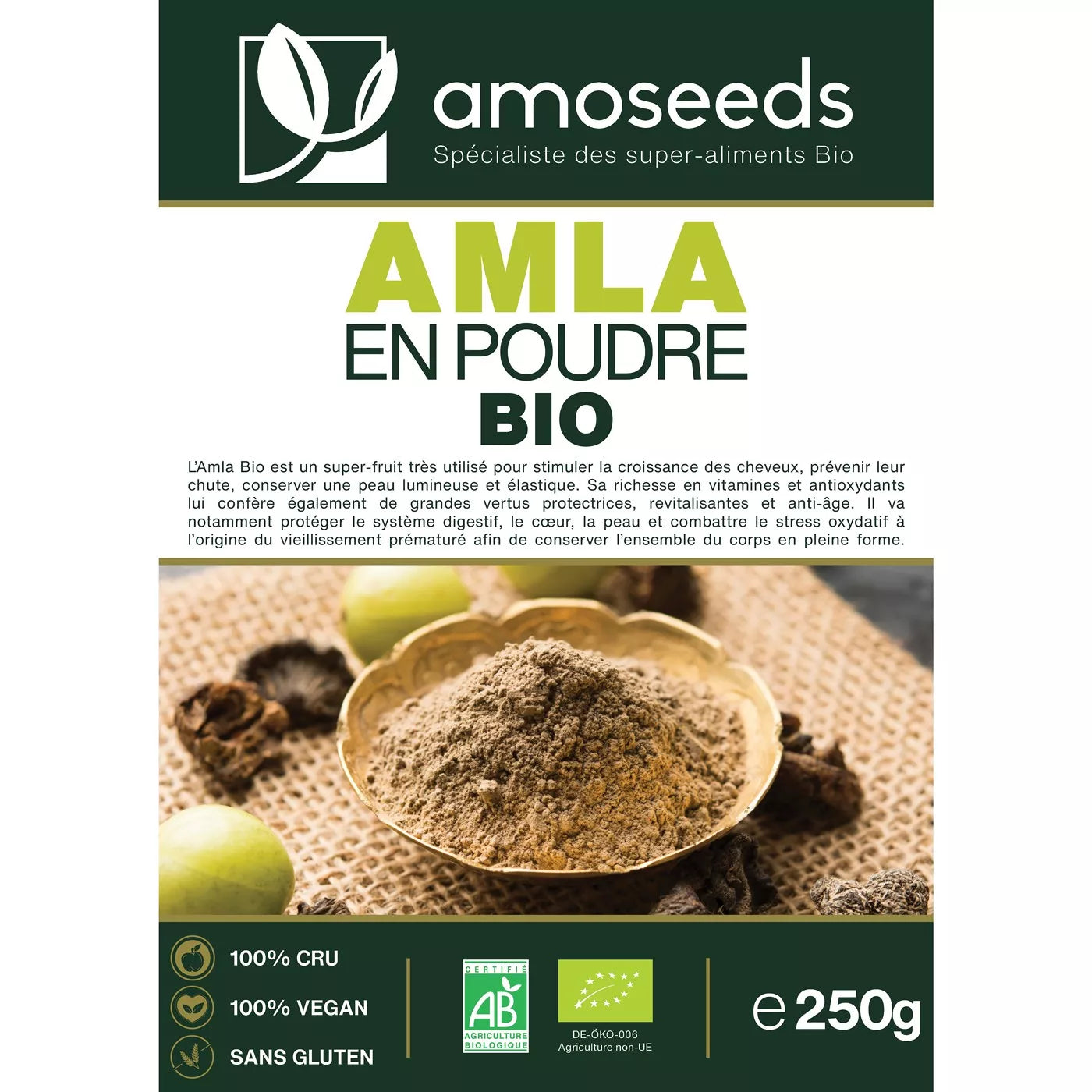 AMLA -PUDRĂ ORGANICĂ  AMOSEEDS 250 GR