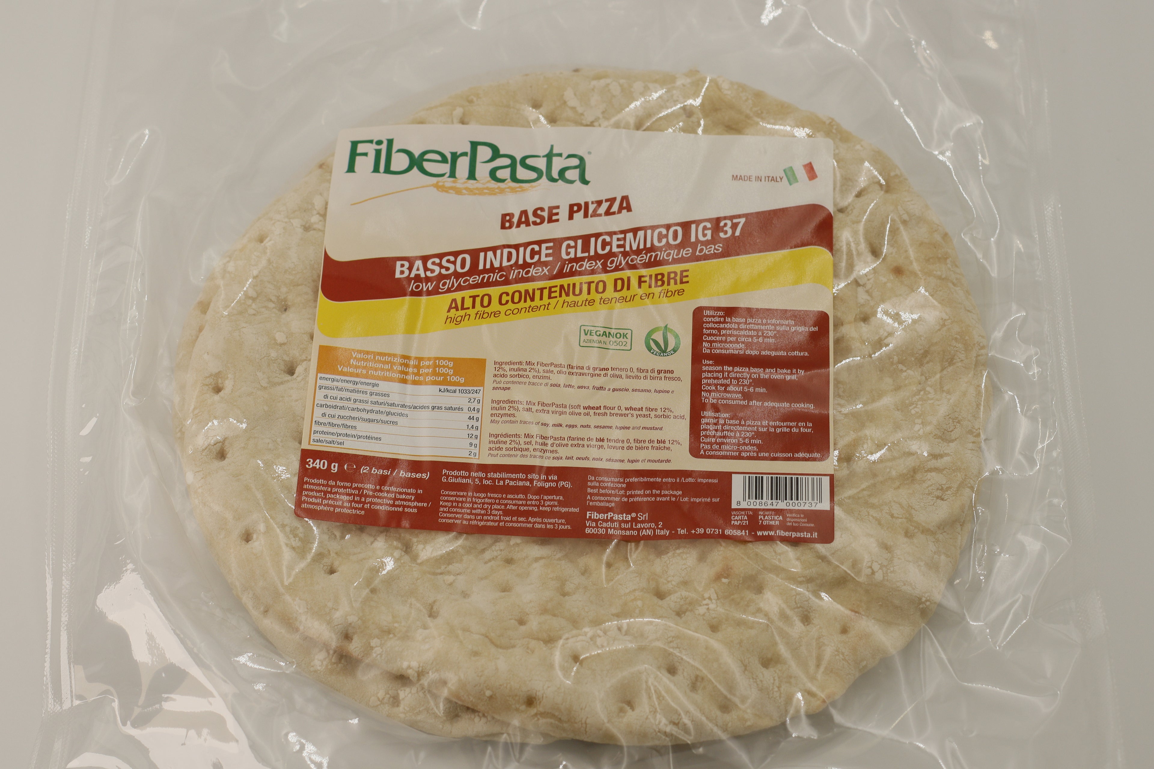 Bază pt. pizza cu indice glicemic mic - FIBER PASTA 340 gr  (2 buc )