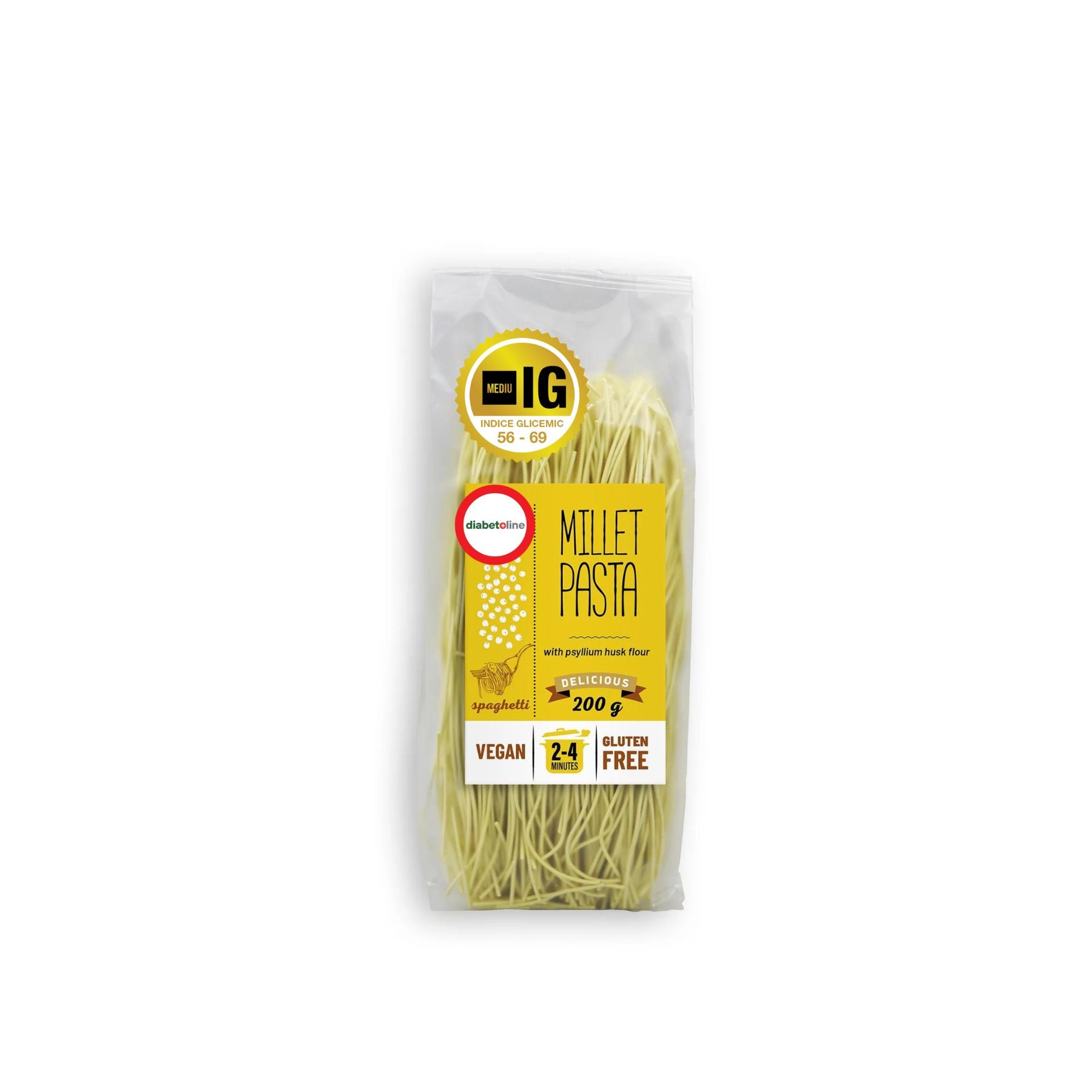 Spaghete din făina de mei, fără gluten, cu indice glicemic 62 - MILL&amp;FOLKS Millet Pasta Spaghetti 200 gr