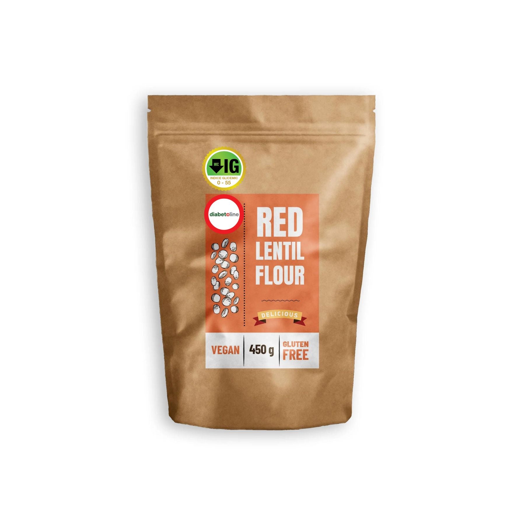 Făină din linte roșie cu indice glicemic mic - MILL&amp;FOLKS 450 gr