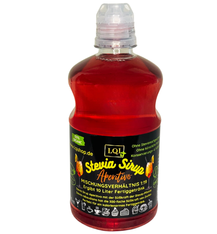Sirop de Stevie pentru diabetici cu aromă de APERITIVO - indice glicemic scăzut - 500ml- produs Germania