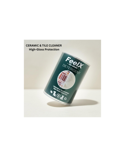 Soluție de curățat ceramică și gresie FeelX Pro Series - Potrivită pentru animale de companie - Super concentrat 1:50 - Produce 50 L de soluție - Strălucire fără urme pentru gresie, faianță si ceramică - Sticlă metalică sustenabilă - 1L