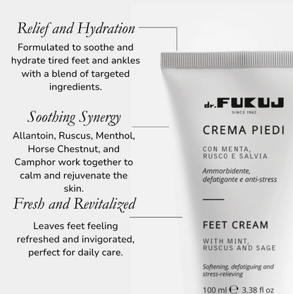 Dr.Fukuj - Crema pentru picioare - antioboseala, emolianta, AJUTA PICIORUL DIABETIC - produs Italia - 100ml