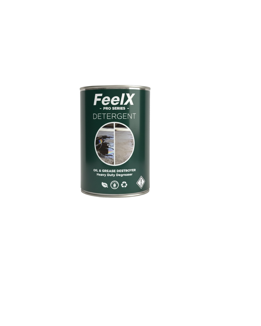 Degresant universal FeelX Seria Pro - Super concentrat 1:50 - Soluție pentru 50 L - Putere extremă de dizolvare a grăsimilor pentru bucătărie, grătar și atelier - Sticlă metalică sustenabilă - 1L