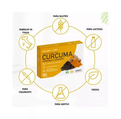 ANTIINFLAMATOR GENERAL - Curcuma cu turmeric și piperină, 60 de comprimate - produs Italia
